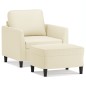 vidaXL Sessel mit Hocker Creme 60 cm Kunstleder vidaXL Sessel mit Hocker Creme 60 cm Kunstleder