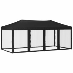 vidaXL Partyzelt Faltbar mit Seitenwänden Schwarz 3x6 m