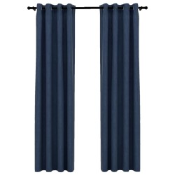 vidaXL Verdunkelungsvorhänge Ösen Leinenoptik 2 Stk. Blau 140x225 cm