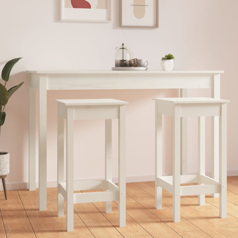 vidaXL Barstühle 2 Stk. Weiß 40x40x78 cm Massivholz Kiefer vidaXL Barstühle 2 Stk. Weiß 40x40x78 cm Massivholz Kiefer