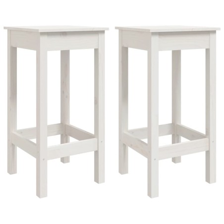 vidaXL Barstühle 2 Stk. Weiß 40x40x78 cm Massivholz Kiefer