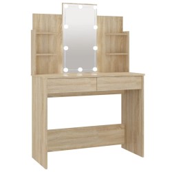 vidaXL Schminktisch mit LED Sonoma-Eiche 96x40x142 cm
