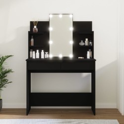 vidaXL Schminktisch mit LED Schwarz 96x40x142 cm