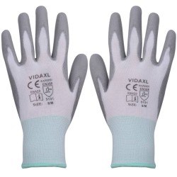 vidaXL Arbeitshandschuhe PU 24 Paar Weiß und Grau Gr. 8/M