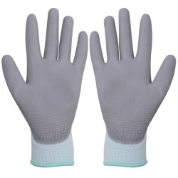 vidaXL Arbeitshandschuhe PU 24 Paar Weiß und Grau Gr. 8/M