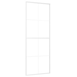 vidaXL Schiebetür ESG-Mattglas und Aluminium 76x205 cm Weiß