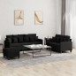 vidaXL 3-tlg. Sofagarnitur mit Kissen Schwarz Stoff vidaXL 3-tlg. Sofagarnitur mit Kissen Schwarz Stoff