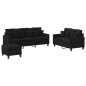 vidaXL 3-tlg. Sofagarnitur mit Kissen Schwarz Stoff vidaXL 3-tlg. Sofagarnitur mit Kissen Schwarz Stoff