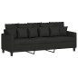 vidaXL 3-tlg. Sofagarnitur mit Kissen Schwarz Stoff vidaXL 3-tlg. Sofagarnitur mit Kissen Schwarz Stoff