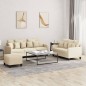 vidaXL 3-tlg. Sofagarnitur mit Kissen Creme Stoff vidaXL 3-tlg. Sofagarnitur mit Kissen Creme Stoff