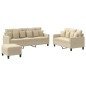 vidaXL 3-tlg. Sofagarnitur mit Kissen Creme Stoff vidaXL 3-tlg. Sofagarnitur mit Kissen Creme Stoff