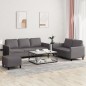 vidaXL 3-tlg. Sofagarnitur mit Kissen Grau Kunstleder vidaXL 3-tlg. Sofagarnitur mit Kissen Grau Kunstleder