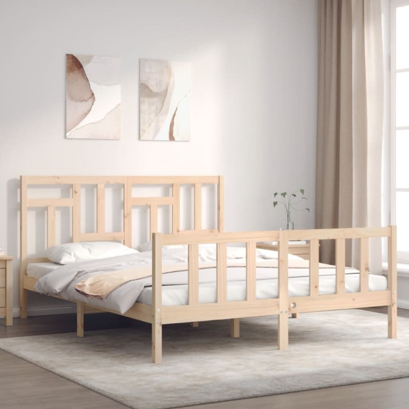 vidaXL Massivholzbett mit Kopfteil 160x200 cm vidaXL Massivholzbett mit Kopfteil 160x200 cm