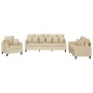 vidaXL 3-tlg. Sofagarnitur mit Kissen Creme Stoff vidaXL 3-tlg. Sofagarnitur mit Kissen Creme Stoff