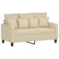 vidaXL 3-tlg. Sofagarnitur mit Kissen Creme Stoff vidaXL 3-tlg. Sofagarnitur mit Kissen Creme Stoff
