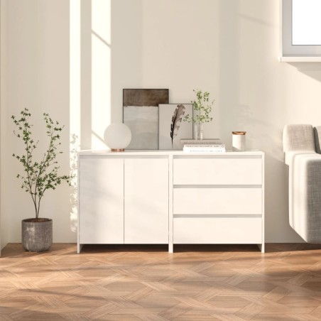 vidaXL 2-tlg. Sideboard Hochglanz-Weiß Holzwerkstoff