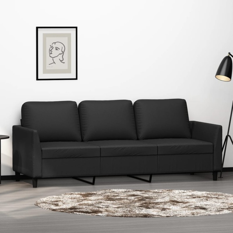 vidaXL 3-Sitzer-Sofa Schwarz 180 cm Kunstleder vidaXL 3-Sitzer-Sofa Schwarz 180 cm Kunstleder