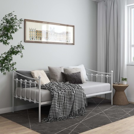 vidaXL Schlafsofa Bettgestell Weiß Metall 90x200 cm