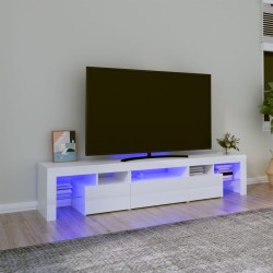 vidaXL TV-Schrank mit LED-Leuchten Hochglanz-Weiß 200x36,5x40 cm