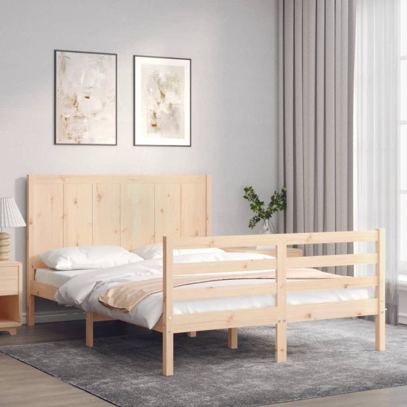 vidaXL Massivholzbett mit Kopfteil 140x190 cm vidaXL Massivholzbett mit Kopfteil 140x190 cm