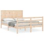 vidaXL Massivholzbett mit Kopfteil 140x190 cm vidaXL Massivholzbett mit Kopfteil 140x190 cm