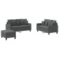 vidaXL 3-tlg. Sofagarnitur mit Kissen Dunkelgrau Stoff vidaXL 3-tlg. Sofagarnitur mit Kissen Dunkelgrau Stoff