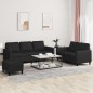 vidaXL 3-tlg. Sofagarnitur mit Kissen Schwarz Kunstleder vidaXL 3-tlg. Sofagarnitur mit Kissen Schwarz Kunstleder