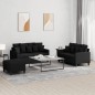 vidaXL 3-tlg. Sofagarnitur mit Kissen Schwarz Stoff vidaXL 3-tlg. Sofagarnitur mit Kissen Schwarz Stoff