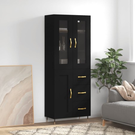 vidaXL Highboard Schwarz 69,5x34x180 cm Holzwerkstoff