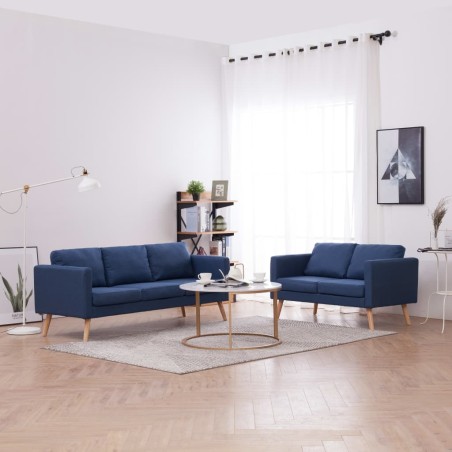 vidaXL 2-tlg. Sofagarnitur Stoff Blau