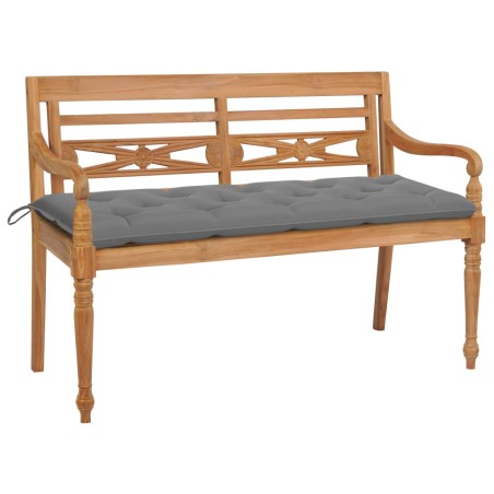 vidaXL Batavia-Gartenbank mit Grauer Auflage 150 cm Massivholz Teak 