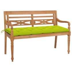 vidaXL Batavia-Gartenbank mit Hellgrüner Auflage 150cm Massivholz Teak