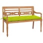 vidaXL Batavia-Gartenbank mit Hellgrüner Auflage 150cm Massivholz Teak