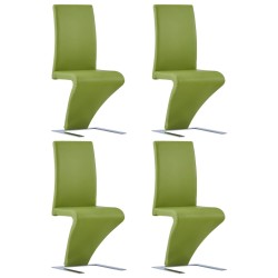 Esszimmerstühle in Zick-Zack-Form 4 Stk. Grün Kunstleder