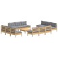 vidaXL 13-tlg. Garten-Lounge-Set mit Grauen Kissen Kiefernholz vidaXL 13-tlg. Garten-Lounge-Set mit Grauen Kissen Kiefernholz