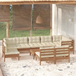 vidaXL 10-tlg. Garten-Lounge-Set mit Kissen Honigbraun Kiefernholz