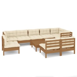 vidaXL 10-tlg. Garten-Lounge-Set mit Kissen Honigbraun Kiefernholz