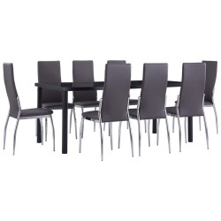 9-tlg. Essgruppe Kunstleder Grau