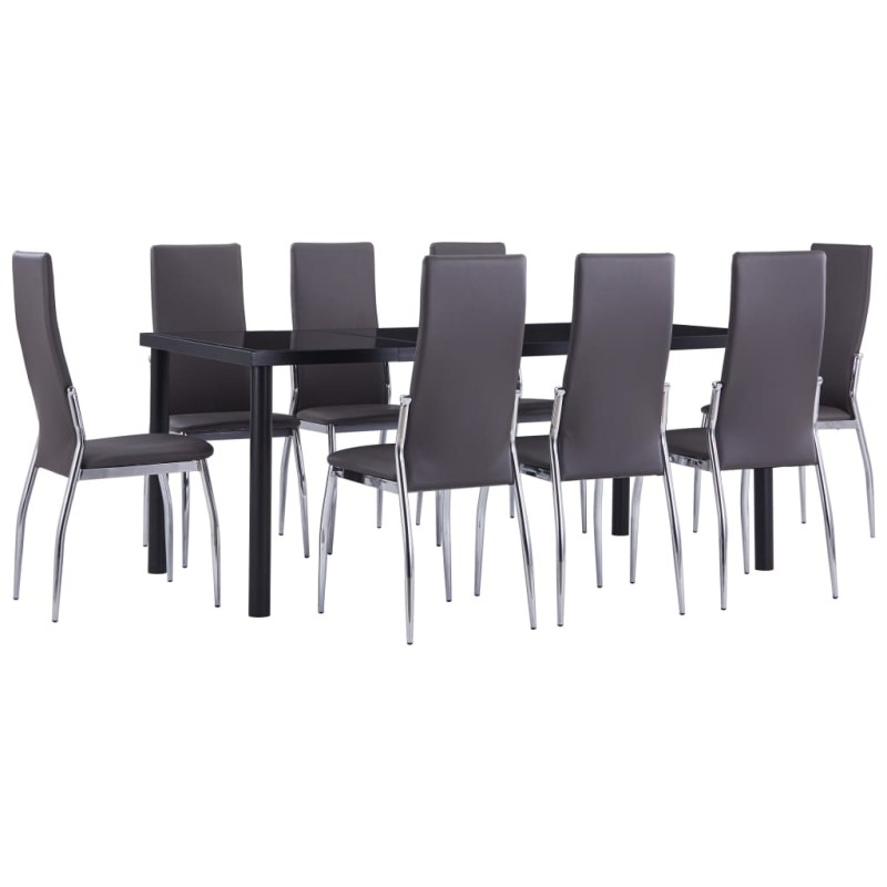 9-tlg. Essgruppe Kunstleder Grau 9-tlg. Essgruppe Kunstleder Grau