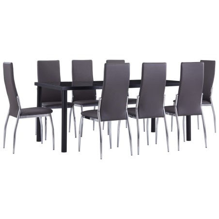 9-tlg. Essgruppe Kunstleder Grau