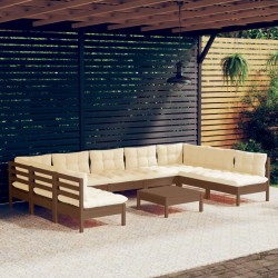 vidaXL 10-tlg. Garten-Lounge-Set mit Kissen Honigbraun Kiefernholz