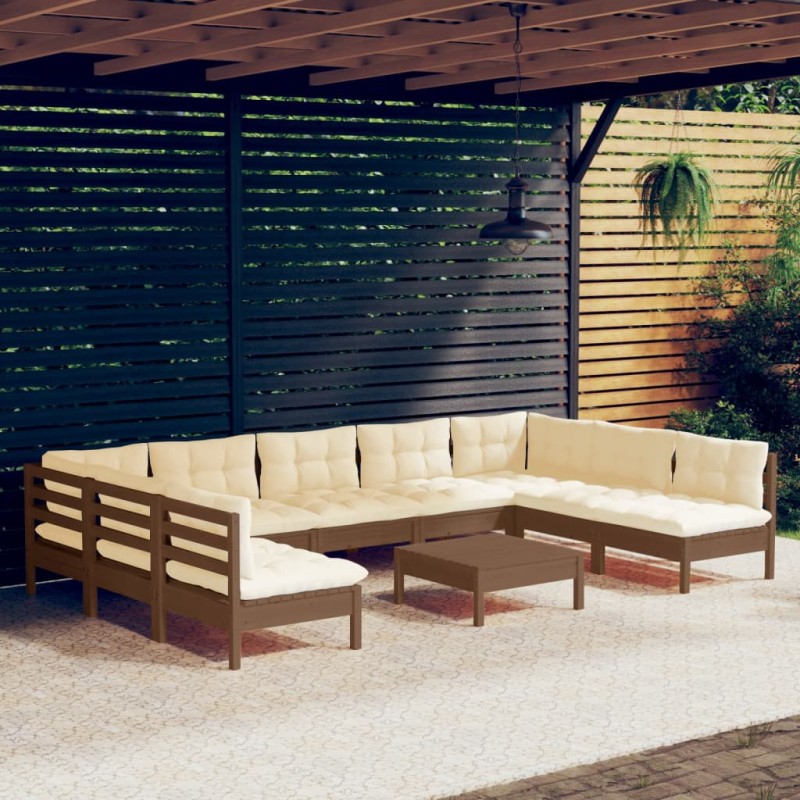vidaXL 10-tlg. Garten-Lounge-Set mit Kissen Honigbraun Kiefernholz vidaXL 10-tlg. Garten-Lounge-Set mit Kissen Honigbraun Kiefernholz