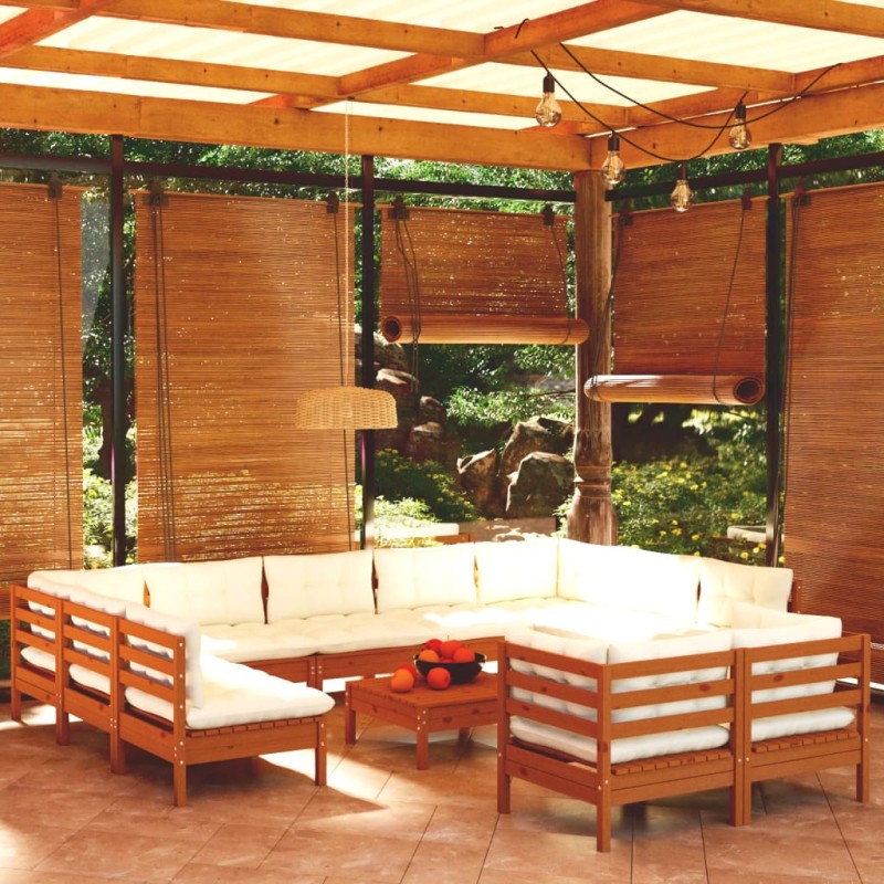 vidaXL 12-tlg. Garten-Lounge-Set mit Kissen Honigbraun Kiefernholz vidaXL 12-tlg. Garten-Lounge-Set mit Kissen Honigbraun Kiefernholz