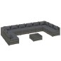 vidaXL 11-tlg. Garten-Lounge-Set mit Kissen Poly Rattan Grau vidaXL 11-tlg. Garten-Lounge-Set mit Kissen Poly Rattan Grau
