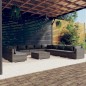 vidaXL 12-tlg. Garten-Lounge-Set mit Kissen Grau Poly Rattan vidaXL 12-tlg. Garten-Lounge-Set mit Kissen Grau Poly Rattan