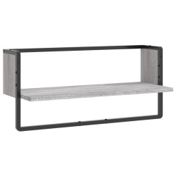 vidaXL Wandregal mit Stange Grau Sonoma 65x25x30 cm