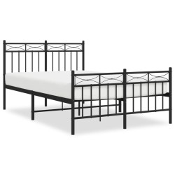 vidaXL Bettgestell mit Kopf- und Fußteil Metall Schwarz 120x190 cm
