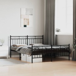 vidaXL Bettgestell mit Kopf- und Fußteil Metall Schwarz 160x200 cm