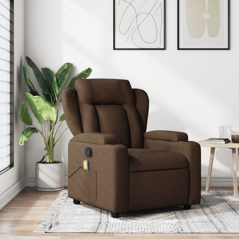 vidaXL Massagesessel Braun Stoff vidaXL Massagesessel Braun Stoff
