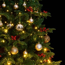 vidaXL Künstlicher Weihnachtsbaum Klappbar 300 LEDs & Kugeln 210 cm
